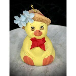 vintage yellow duck bell ornament made by Giftco